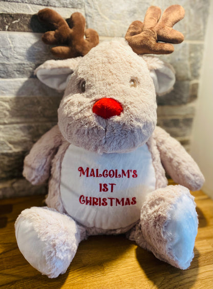 Personalised Embroidered Reindeer Teddy