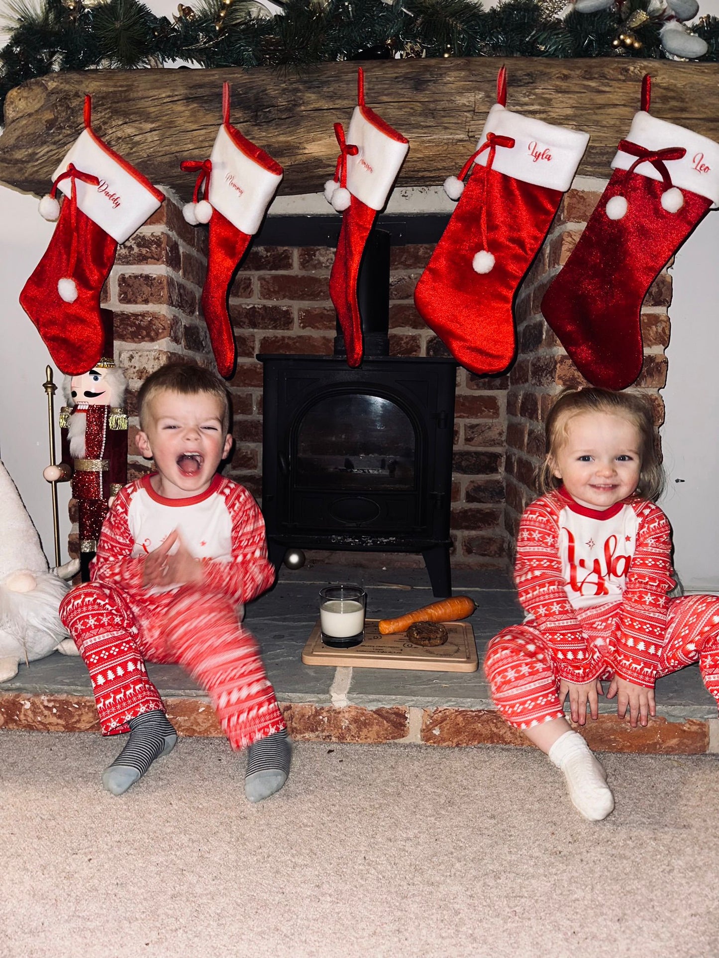 Red Christmas Inspired Kids Personalised Pyjamas