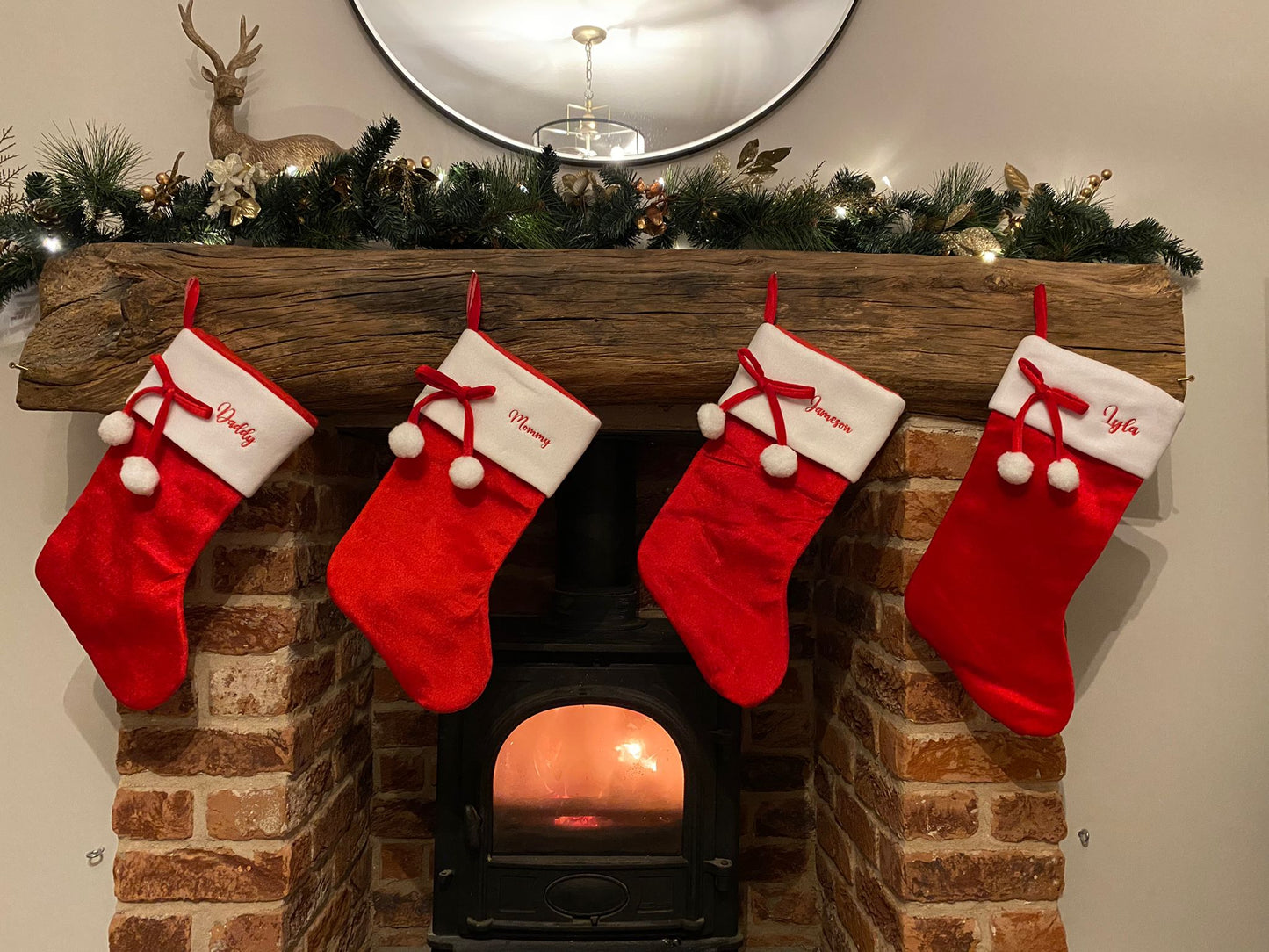 2x Personalised Red Christmas Stockings